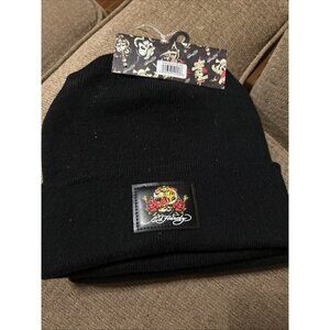 Ed Hardy Embroidered Love Kills Slowly Rhinestone 2 Pack Beanie Black His & Hers